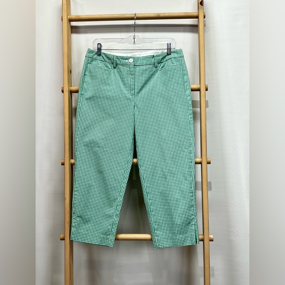 TALBOTS Perfect Skimmer Green and white gingham crop pants size 8. - Picture 5 of 10
